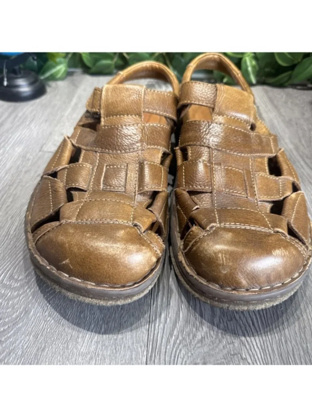 Mens Born Connor Fisherman Sandals Shoes Chestnut Brown Size 13 M $120